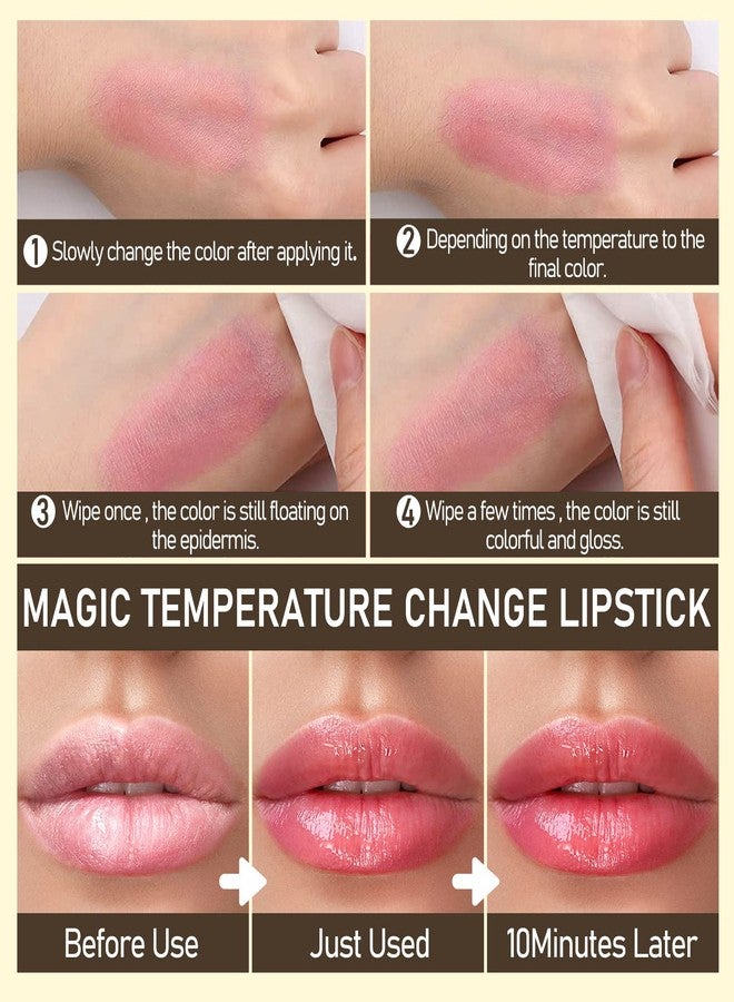 HOOMUSS Tinted Lip Balm Flower Lipstick Tinted Lip Gloss Long Lasting PH Lipstick Color Changing Lipsticks Natural Chapstick, Glitter Pink Lip Stick, Purple Flower - Image 5